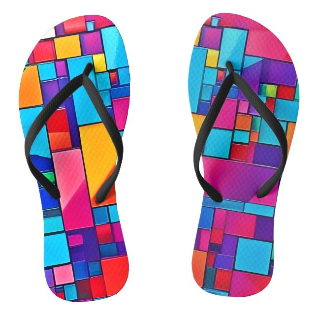 Geometric Colour Art Thongs (Footbed)