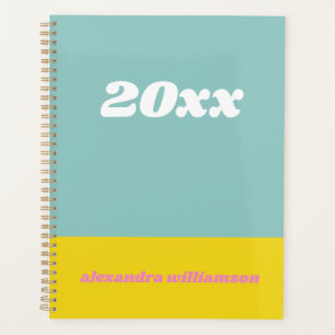 Geometric Colour Block in Teal 2025 Personalised Planner