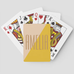 Geometric Colour Block in Yellow Personalised Name Playing Cards