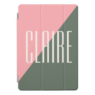 Geometric Colour Block Pink Green Personalised Nam iPad Pro Cover