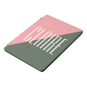 Geometric Colour Block Pink Green Personalised Nam iPad Pro Cover (Side)