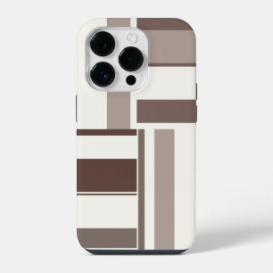 Geometric Colour Block Rectangles - Brown and Beig iPhone 14 Pro Case