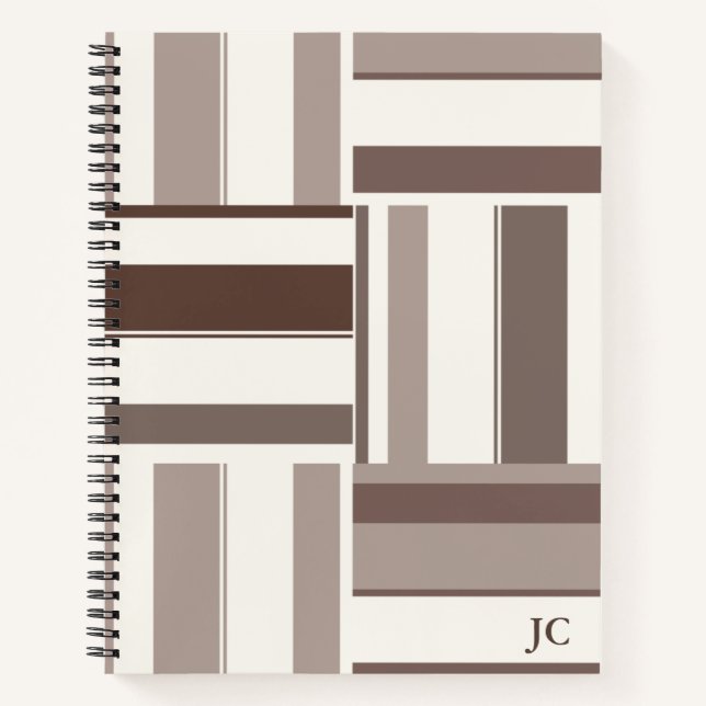 Geometric Colour Block Rectangles - Brown and Beig Notebook (Front)