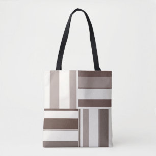 Geometric Colour Block Rectangles - Brown and Beig Tote Bag