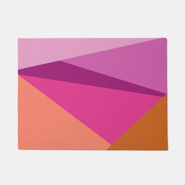 Geometric Colour Block Shapes in Purple Magenta Doormat (Front)
