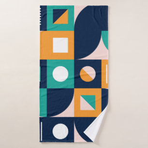 Geometric colour composition template with abstrac bath towel