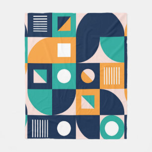 Geometric colour composition template with abstrac fleece blanket