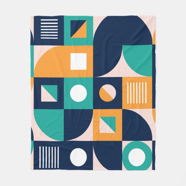 Geometric colour composition template with abstrac fleece blanket (Front)