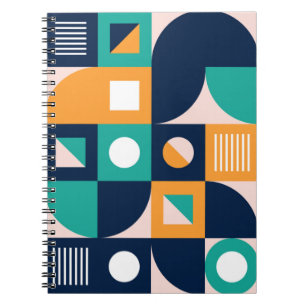 Geometric colour composition template with abstrac notebook