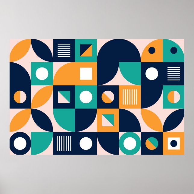 Geometric colour composition template with abstrac poster (Front)