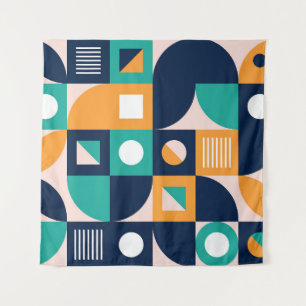 Geometric colour composition template with abstrac tapestry