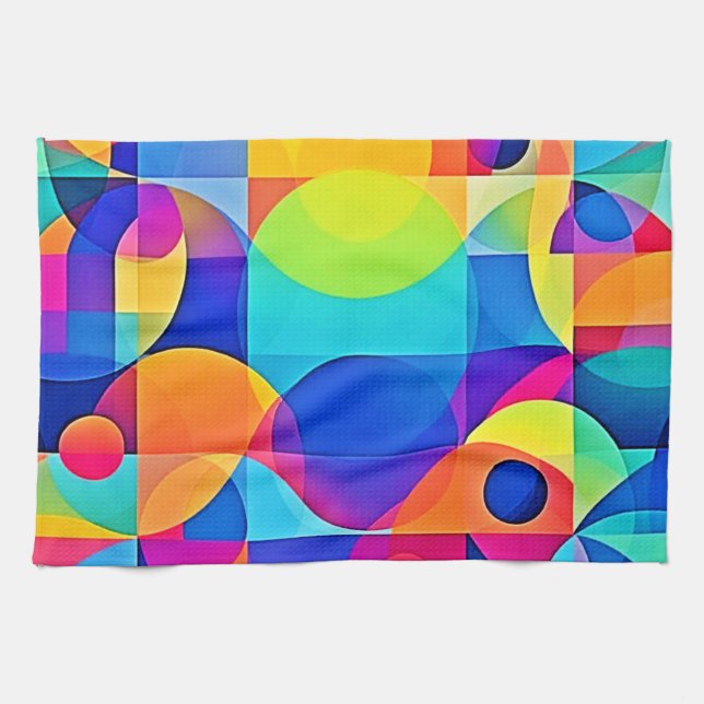 Geometric Colour Symphony Tea Towel (Horizontal)