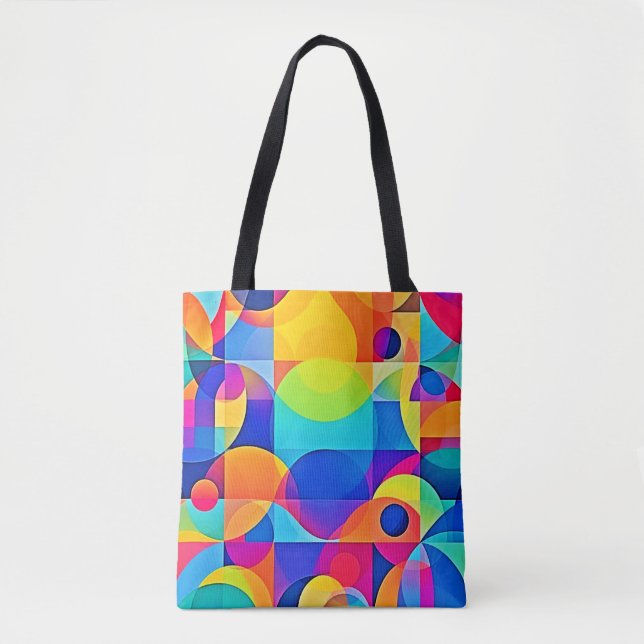 Geometric Colour Symphony Tote Bag (Front)