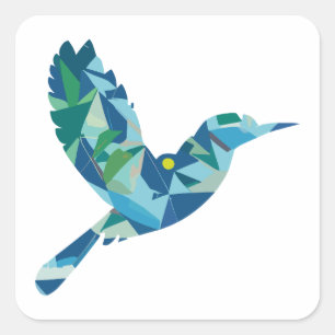 Geometric Coloured Bird Square Sticker