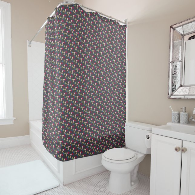 Geometric coloured pattern  grey Shower Curtain (In Situ)