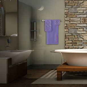 Geometric coloured pattern lavender  bath towel set
