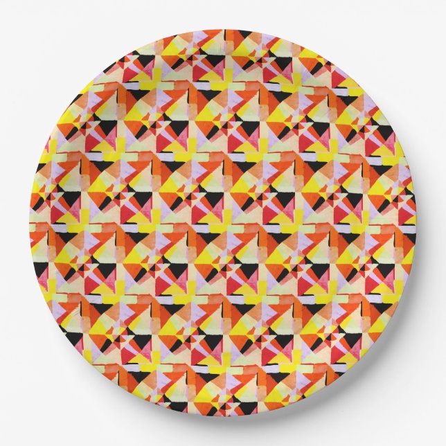 Geometric colourful abstract All-Over-Print Socks Paper Plate (Front)