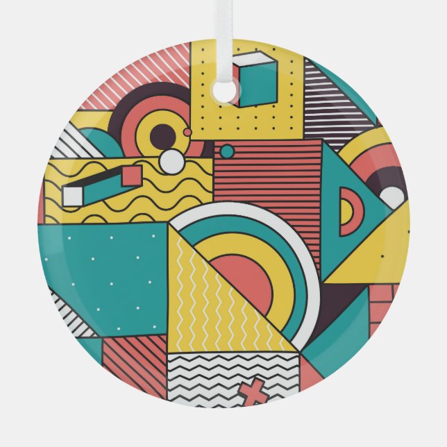 Geometric colourful: abstract pattern. glass tree decoration (Front)