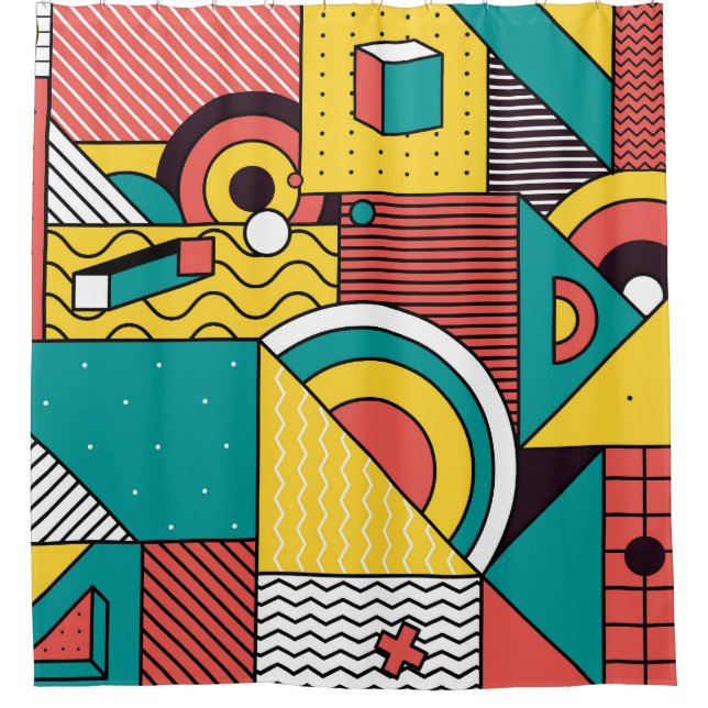 Geometric colourful: abstract pattern. shower curtain (Front)