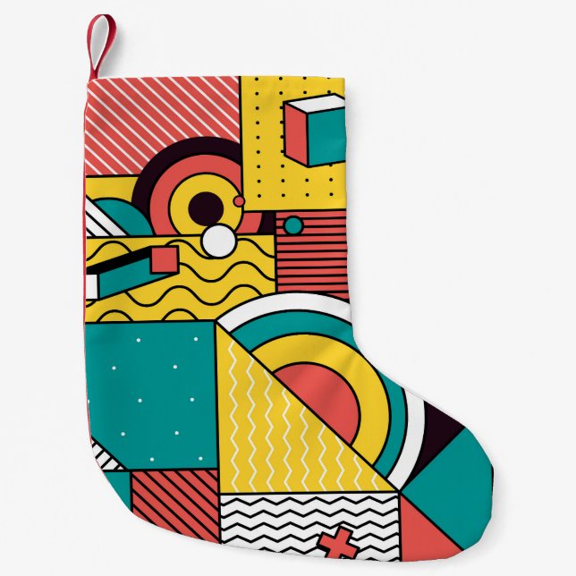 Geometric colourful: abstract pattern. small christmas stocking (Front)