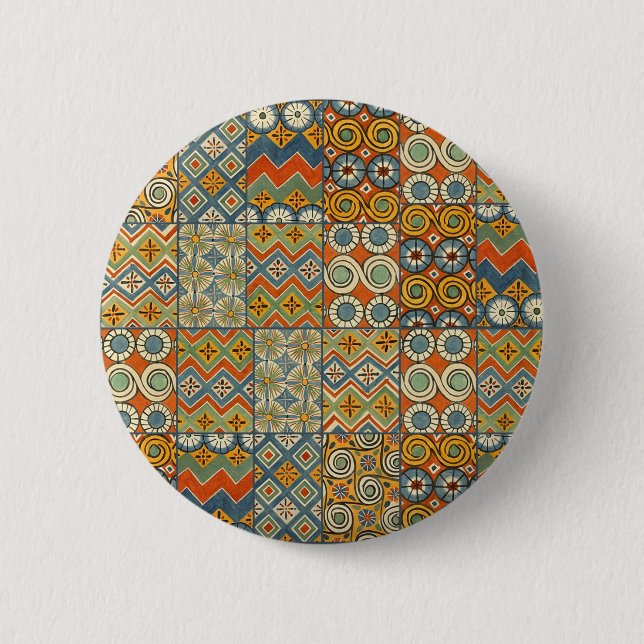 Geometric Colourful Antique Egyptian Graphic Art 6 Cm Round Badge (Front)