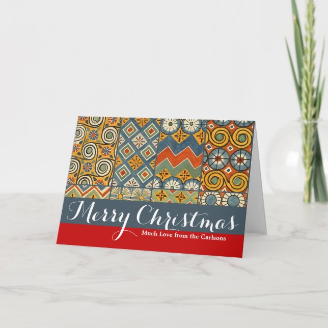 Geometric Colourful Antique Egyptian Graphic Art Holiday Card (Front)