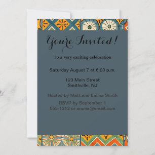 Geometric Colourful Antique Egyptian Graphic Art Invitation