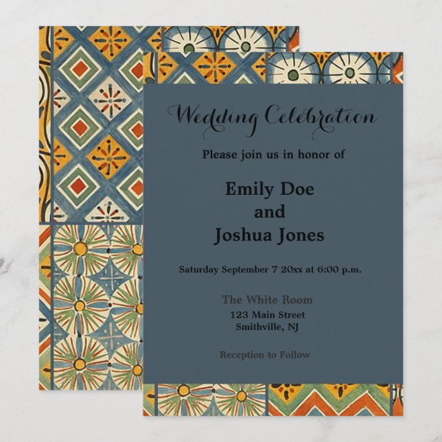 Geometric Colourful Antique Egyptian Graphic Art Invitation (Front/Back)