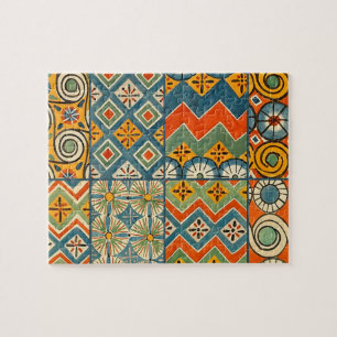 Geometric Colourful Antique Egyptian Graphic Art Jigsaw Puzzle