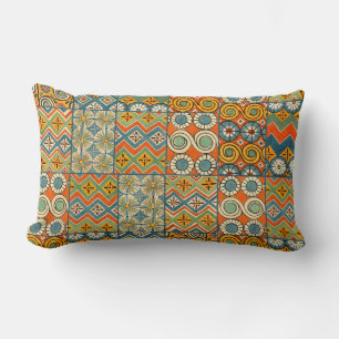 Geometric Colourful Antique Egyptian Graphic Art Lumbar Cushion