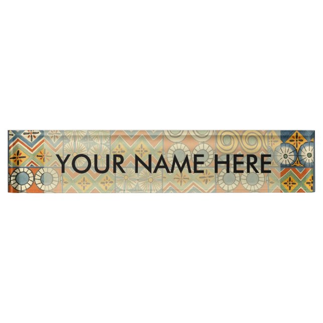 Geometric Colourful Antique Egyptian Graphic Art Nameplate (Front)