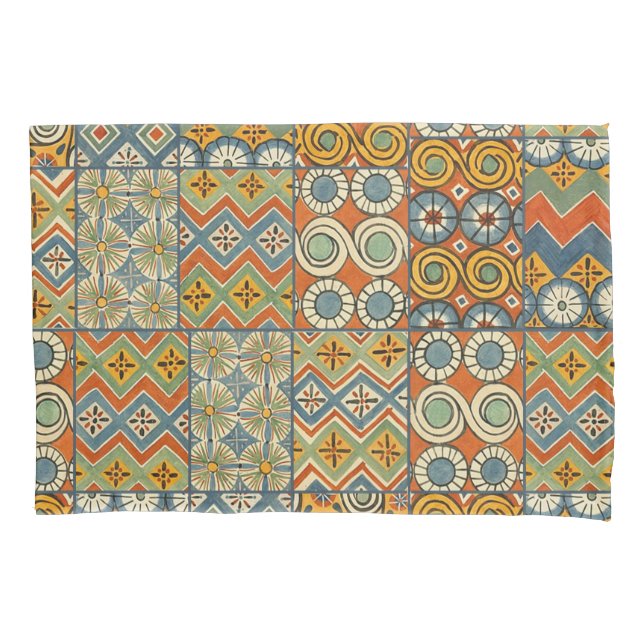 Geometric Colourful Antique Egyptian Graphic Art Pillowcase (Front)
