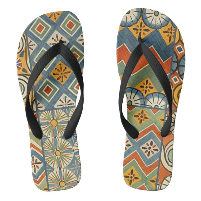 Geometric Colourful Antique Egyptian Graphic Art Thongs (Footbed)