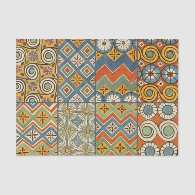 Geometric Colourful Antique Egyptian Graphic Art Tissue Paper (Front)