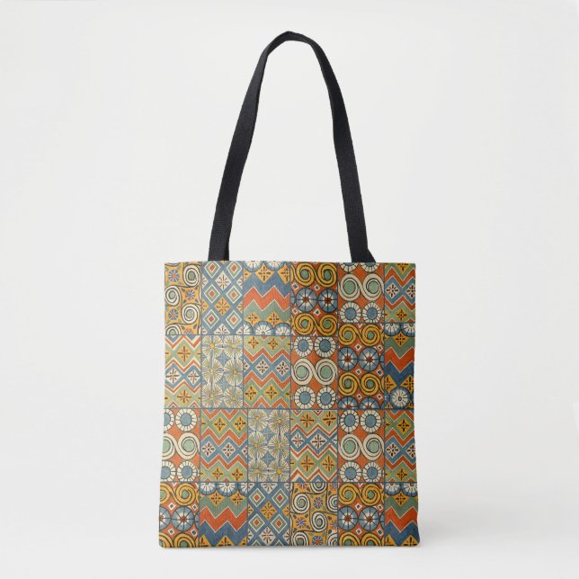 Geometric Colourful Antique Egyptian Graphic Art Tote Bag (Front)
