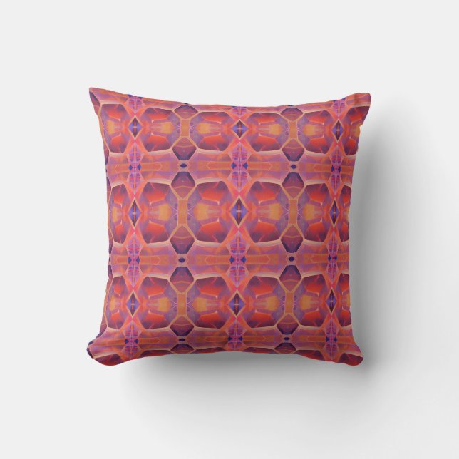 Geometric colourful design peach purple  cushion (Front)