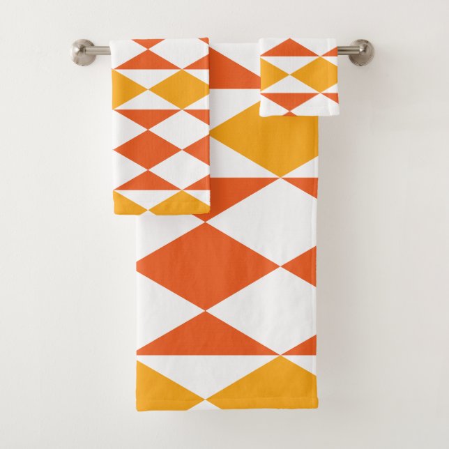 Geometric Colourful Diamond Modern Geometric  Bath Towel Set (Insitu)