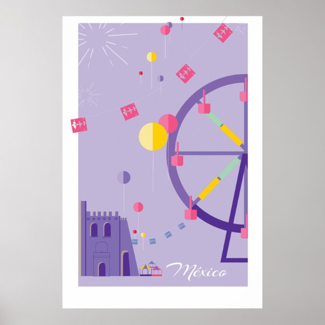 geometric colourful Mexico travel festival poster (Front)