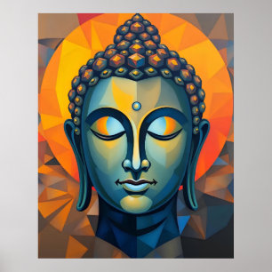 Geometric Colourful Modern Art   Abstract Buddha Poster