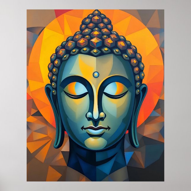 Geometric Colourful Modern Art | Abstract Buddha Poster (Front)