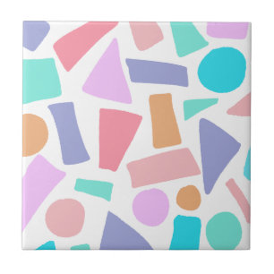 Geometric Colourful Pastel Shapes Pattern Ceramic Tile