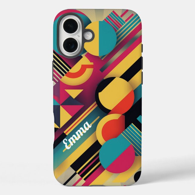 Geometric Colourful Shapes, Retro Personalised  Case-Mate iPhone Case (Back)