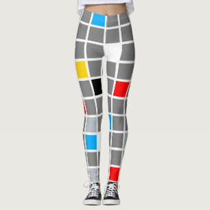 Geometric colourful squares pattern Mondrian Leggings