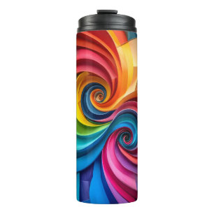 Geometric Colourful Swirls Digital Art Thermal Tumbler