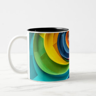 Geometric Colourful Swirls Digital Art Two-Tone Coffee Mug