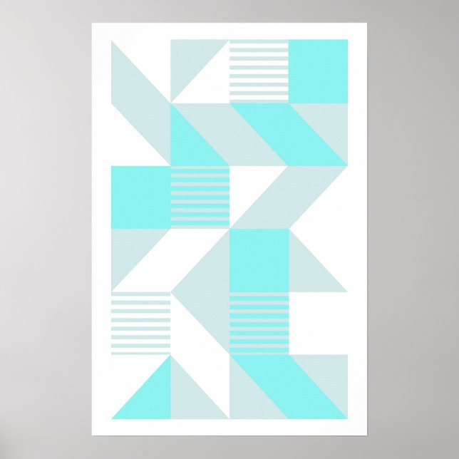 Geometric Composition in Aqua Tones Poster (Front)
