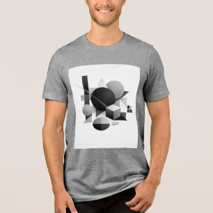 Geometric composition in monochromatic balance Tri-Blend shirt