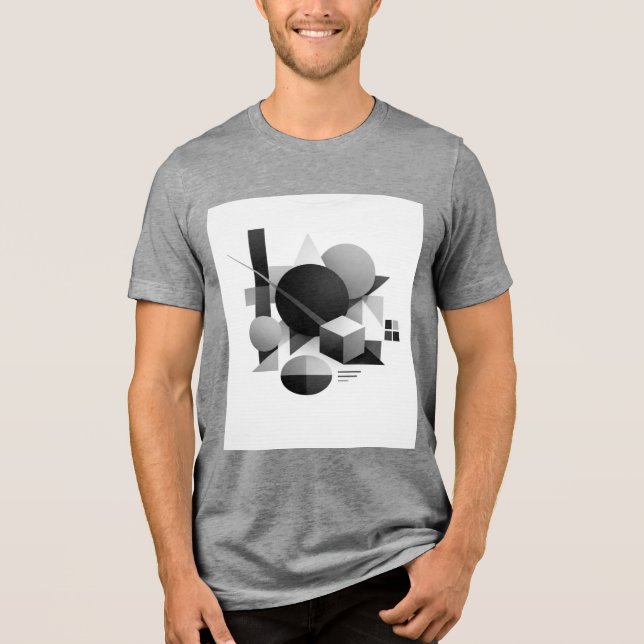 Geometric composition in monochromatic balance Tri-Blend shirt (Front)