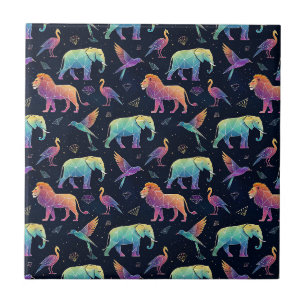 Geometric Constellation Africa Wildlife Animal Art Ceramic Tile