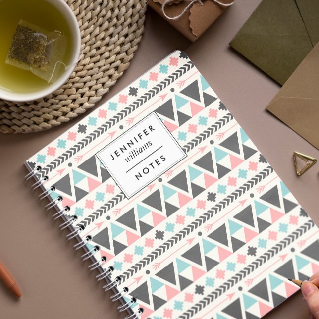 Geometric Coral and Mint Pattern Notebook (Creator Uploaded)
